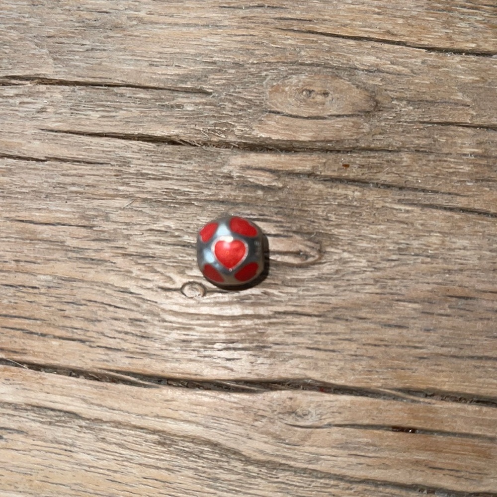 Sterling silver and red heart charm